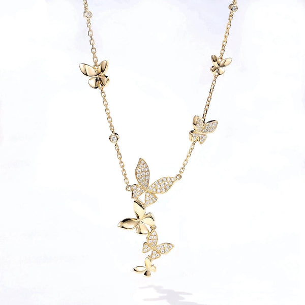 18K Gold butterfly Diamond Necklaces