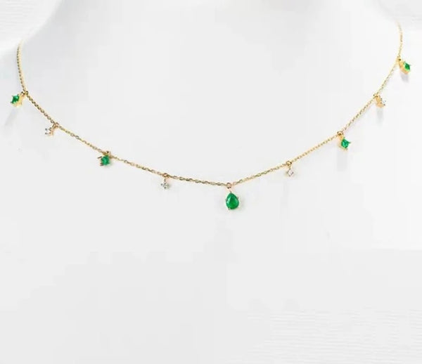 18K Gold Green Diamonds Necklace