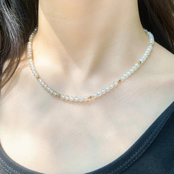 Gold Moissanite Beads Necklace