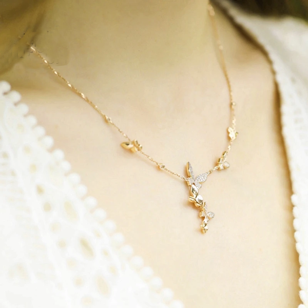 18K Gold butterfly Diamond Necklaces